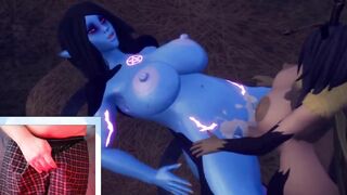 Thick futa bee fucks big tit alien woman