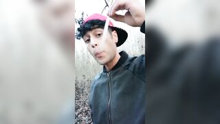 Twink uses cum filled condom after fuck like bubble gum and puts on a condom on his tongue