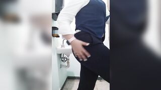 sexy mexican girl big butt big ass take out all her clothes in the bathroom of her office and show her sexy ass part two