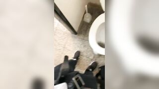 Jerking off in public toilet