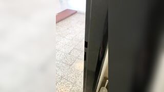 Jerking off in public toilet