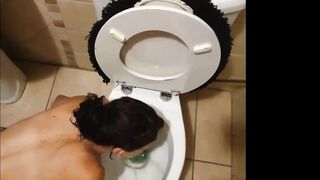 Petite girl used as a human toilet