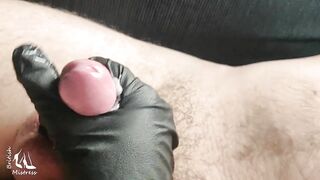 Cuck's rubber glove cum denial