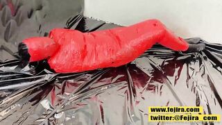 Fejira com 3 layer zentai and tape mummification orgasm