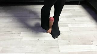 Dick walking in stockings. Foot fetish.