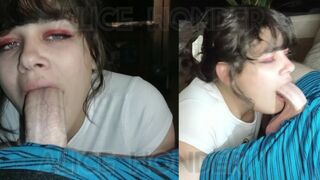 Side by Side Comparison of POV & Side Angle Sensual BWC Deepthroat Blowjob - Split Screen