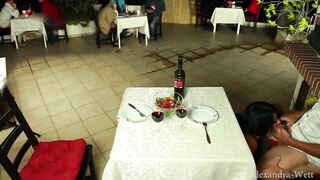 PUBLIC EXTREME! DOUBLE CUM BOMB IN THE MIDDLE OF THE RESTAURANT!