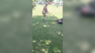 Got back to find wife mowing in a thong bikini, her ass and thighs jiggling with every step