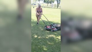 Got back to find wife mowing in a thong bikini, her ass and thighs jiggling with every step