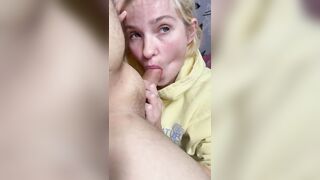 Girlfriend performing blowjob