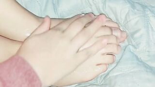 Teen half sister puts on foot cream delicious