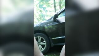 off-road forest quickie with  a beautiful cumshot