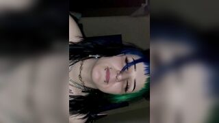 Little emo slut wearing cat ears deepthroats me and let's me fuck her tits until i cum