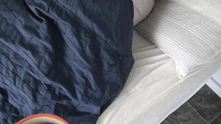 stepson visits stepmom in her bed to bring her coffee and touches her