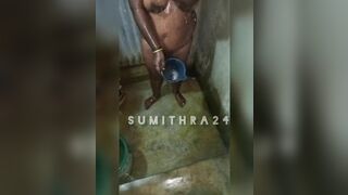 Tamil wife bathing