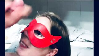 Teen SLUT wife rides DICK and eats CUM while hubby is watching and recording