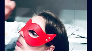 Teen SLUT wife rides DICK and eats CUM while hubby is watching and recording
