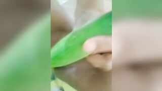 Tamil Hot Bhabhi sex with Green cucumber - huge cum out