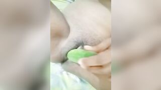 Tamil Hot Bhabhi sex with Green cucumber - huge cum out