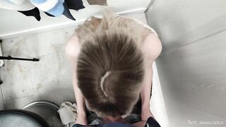 Quickie Public Dressing Room Blowjob. Got interrupted by the security guy