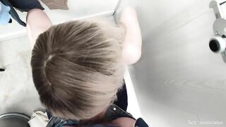 Quickie Public Dressing Room Blowjob. Got interrupted by the security guy