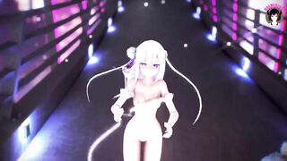 Emilia x Miku - Sexy Dance (3D HENTAI)