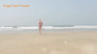 Hot Body Beach Slut Pissing on Public Beach then going for Swim