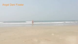 Hot Body Beach Slut Pissing on Public Beach then going for Swim