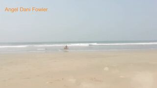 Hot Body Beach Slut Pissing on Public Beach then going for Swim