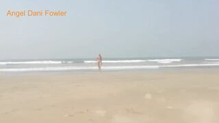 Hot Body Beach Slut Pissing on Public Beach then going for Swim