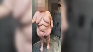 SSBBW has steamy shower then oils up her voluptous curves