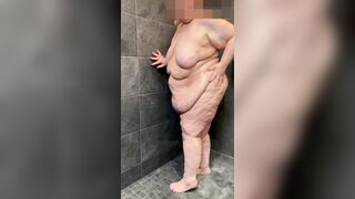 SSBBW has steamy shower then oils up her voluptous curves