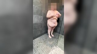 SSBBW has steamy shower then oils up her voluptous curves