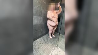 SSBBW has steamy shower then oils up her voluptous curves