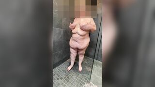 SSBBW has steamy shower then oils up her voluptous curves