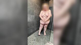 SSBBW has steamy shower then oils up her voluptous curves