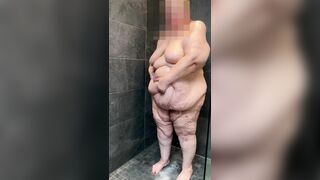 SSBBW has steamy shower then oils up her voluptous curves