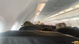 Risky public blowjob on a plane - we got caught!