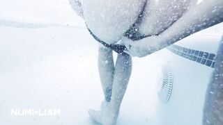 Flashing at a public pool underwater