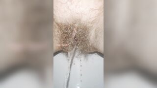 Sensual Slow Motion Piss by Mega Hairy Pussy Up Close