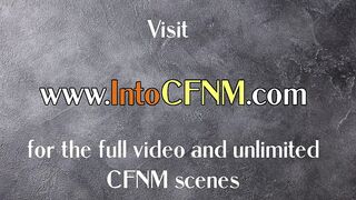 CFNM British femdom babes jerk cock of hurt man in FFM