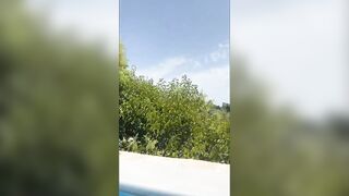 Blonde decided to masturbate naked near the pool