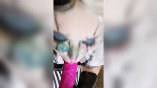 Goth Clown Girl gives Daddy a Deepthroat Blowjob