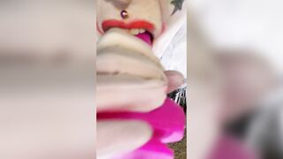 Goth Clown Girl gives Daddy a Deepthroat Blowjob