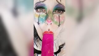 Goth Clown Girl gives Daddy a Deepthroat Blowjob