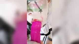 Goth Clown Girl gives Daddy a Deepthroat Blowjob