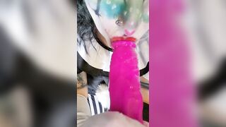 Goth Clown Girl gives Daddy a Deepthroat Blowjob