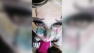 Goth Clown Girl gives Daddy a Deepthroat Blowjob