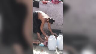 Seeing sister-in-law taking bath, I felt like leaving mad sister-in-law