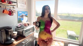 Body Painted Housewife Shows You How To Make Your Husband The Perfect Cup Of Coffee